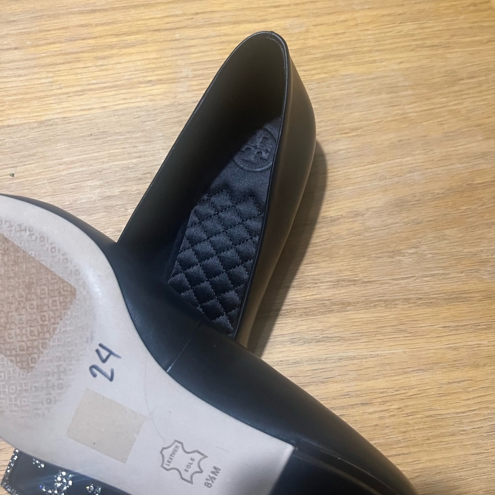 TORY BURCH GIGI 55MM EMBELLISHED
POINTY TOE PUMP BLACK size 8.5 women New - Picture 11 of 14